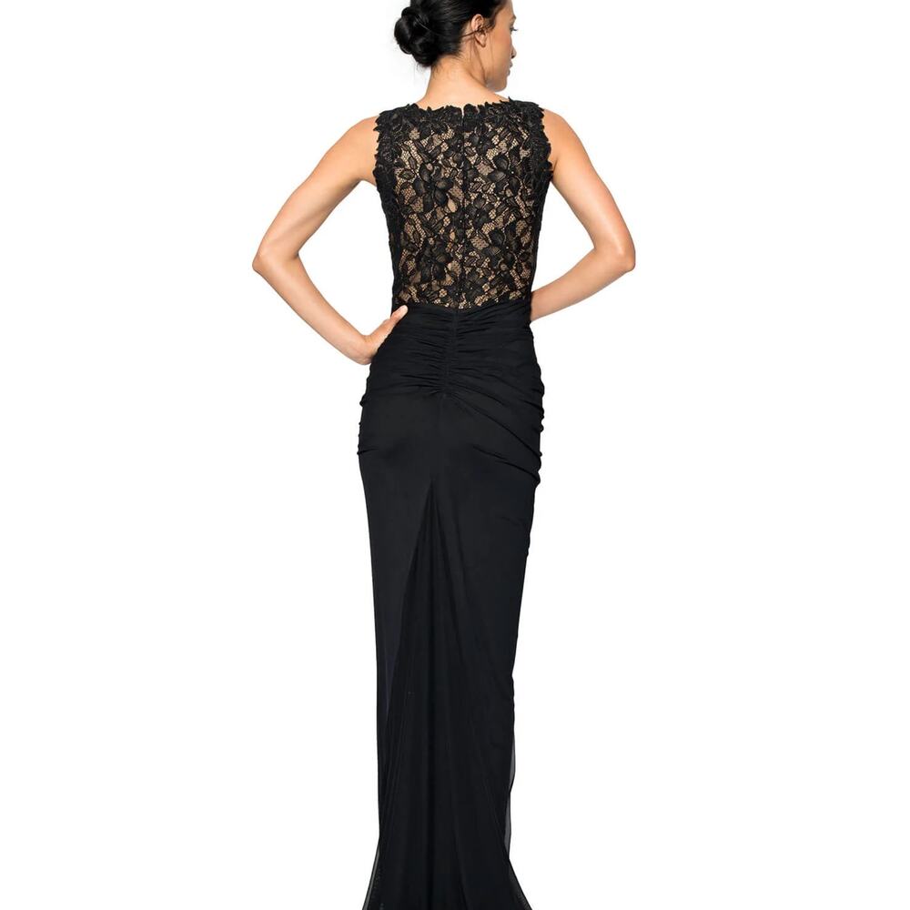 TADASHI SHOJI  Lace and Draped Tulle Boatneck Gown sz 6 - Picture 2 of 10